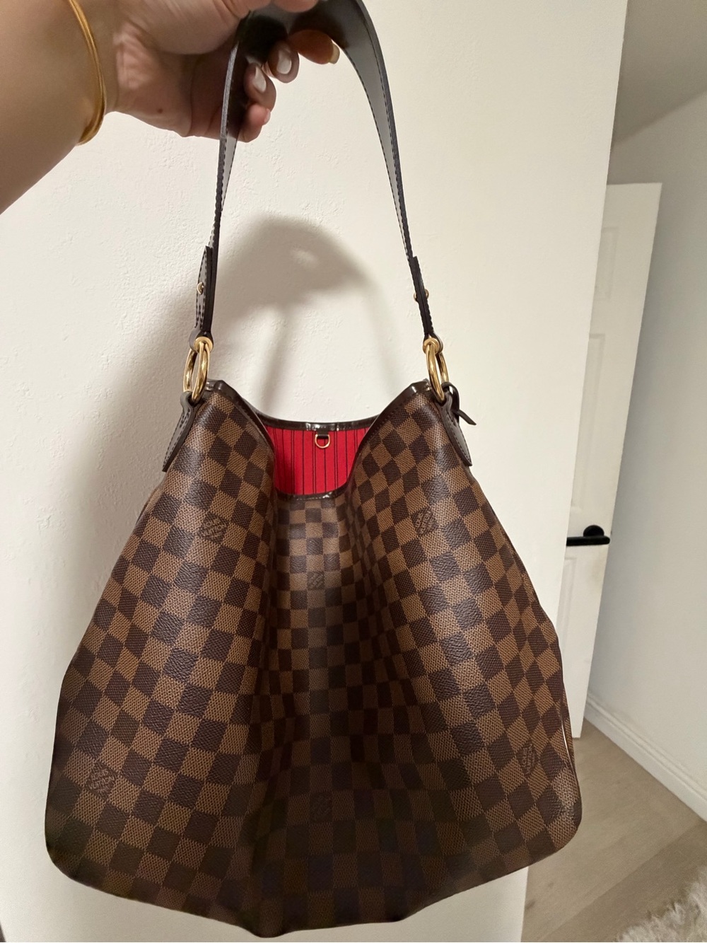 Louis Vuitton Delightful MM Damier Ebene Shoulder Bag | Authentic
